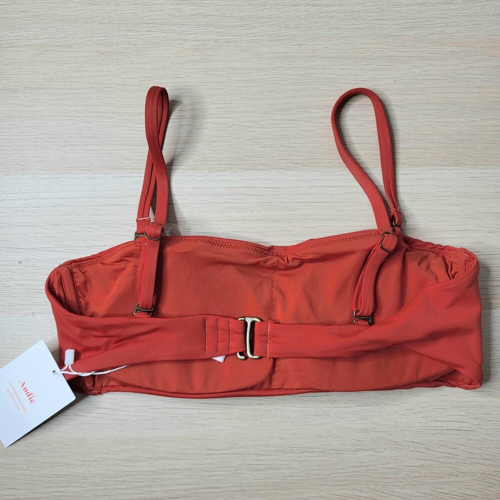 Andie The Bora Bora Bandeau Swim Top Bikini Bathing Suit Chili Pepper Red Small - Picture 2 of 9